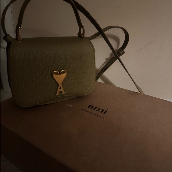 Ami Handbags - Ami Khaki Crossbody Bag with Gold Accent